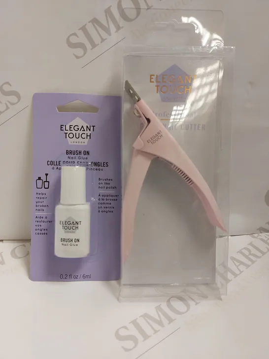 ELEGANT TOUCH BRUSH ON NAIL GLUE AND ELEGANT TOUCH PROFESSIONAL NAIL CUTTER