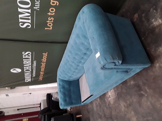 DESIGNER LIGHT TEAL FABRIC CHESTERFIELD STYLE SOFA