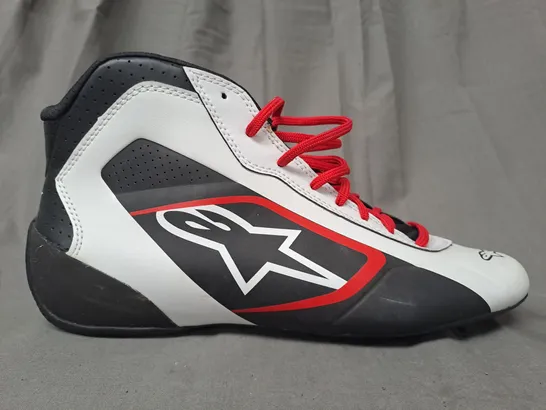 PAIR OF ALPINESTARS KARTING SHOES IN BLACK/WHITE/RED EU SIZE 43