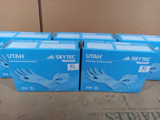 LOT OF 5 PACKS OF APPROXIMATELY 20 BRAND NEW SKYTEC UTAH POWDER-FREE DISPOSABLE NITRILE GLOVES SIZE XL