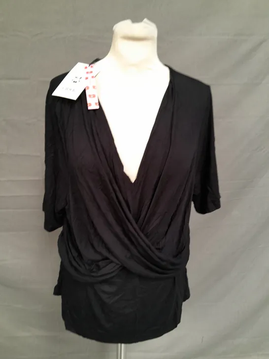 CIDER LADIES CROSS FRONT TOP BLACK SIZE XXL