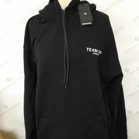 REPRESENT TEAM 247 HOODIE IN BLACK - SIZE MEDIUM