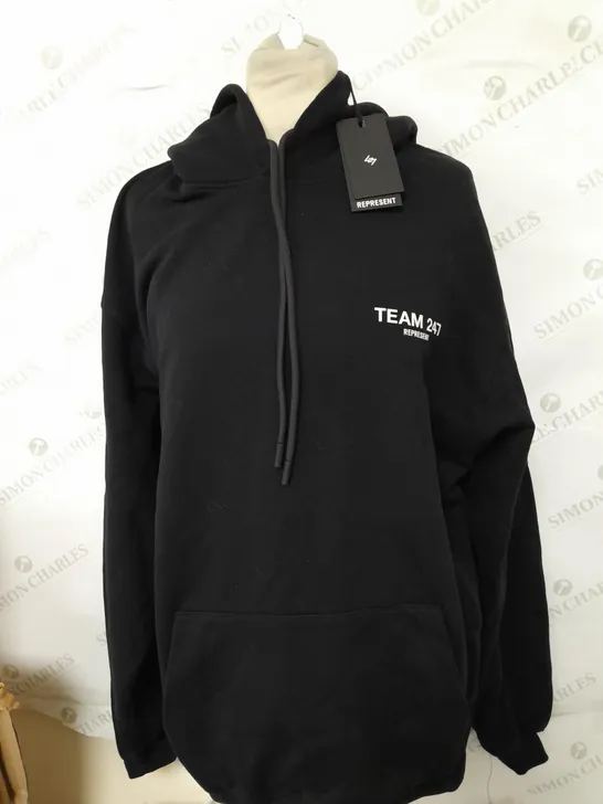 REPRESENT TEAM 247 HOODIE IN BLACK - SIZE MEDIUM