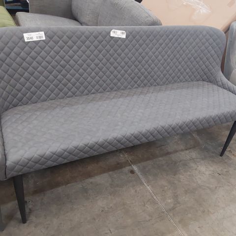 DESIGNER QUILTED GREY FAUX SUEDE UPHOLSTERED BENCH SEAT