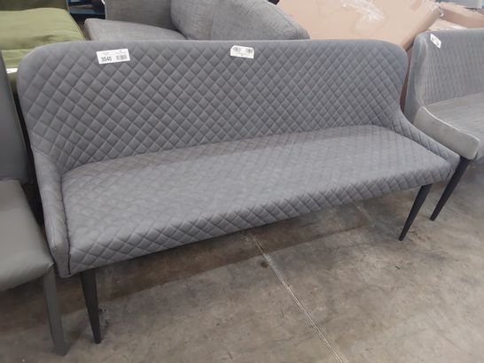 DESIGNER QUILTED GREY FAUX SUEDE UPHOLSTERED BENCH SEAT