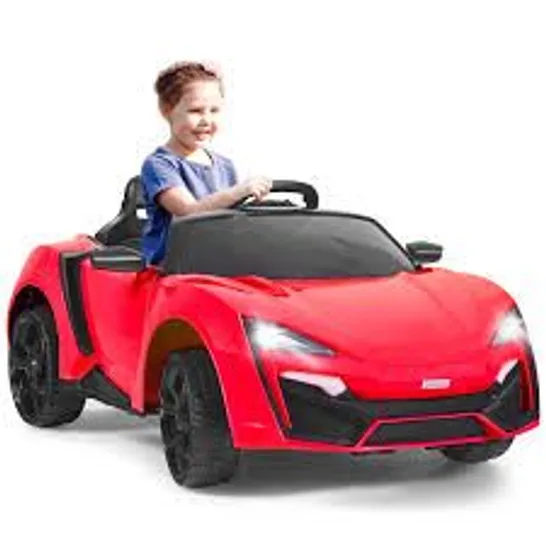 BOXED 12V ELECTRIC KIDS CAR WTH 2.4G REMOTE CONTROL AND SPRING SUSPENSION - RED