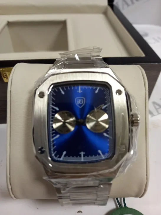 MENS RAYMOND GAUDIN BLUE DIAL- STAINLESS STEEL WATCH 