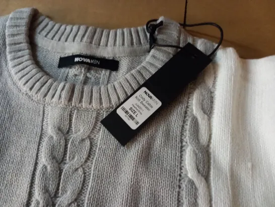 BAGGED NOVAMEN CODY CABLE KNIT SWEATER IN HEATHER/GREY - L