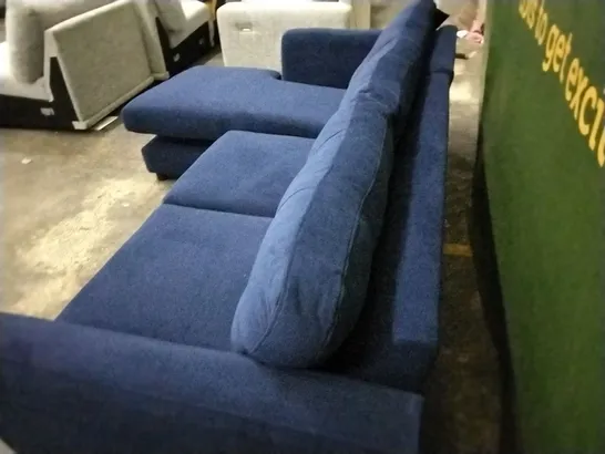 QUALITY BRITISH DESIGNED LOUNGE CO L SHAPED NAVY BLUE FABRIC SOFA