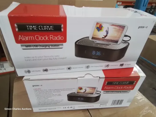 CASE OF APPROXIMATELY 15 SOUND CURVE ALARM CLOCK RADIO SPEAKER SYSTEMS