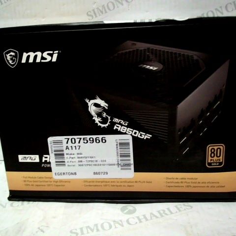 BOXED MSI A850GF POWER SUPPLY 