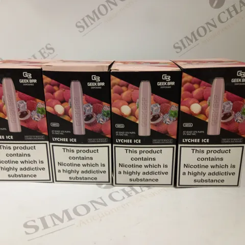 4 X BOXED (10 DISPOSABLES PER BOX) GEEK BAR DISPOSABLE VAPES - LYCHEE ICE