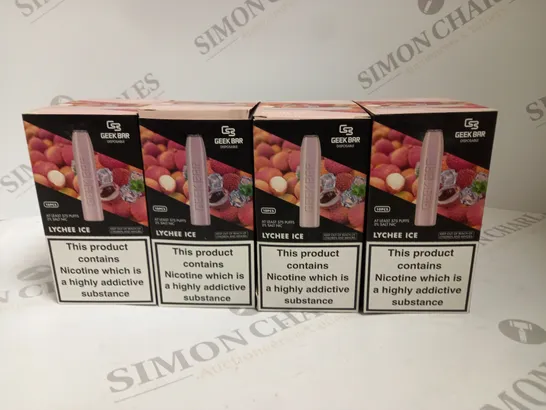 4 X BOXED (10 DISPOSABLES PER BOX) GEEK BAR DISPOSABLE VAPES - LYCHEE ICE