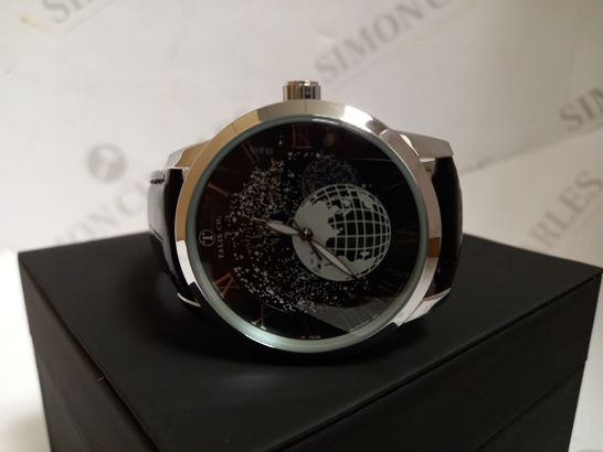 TALIS CO. AUTOMATIC ASTRO GLOBE DETAIL LEATHER STRAP WRISTWATCH RRP £699