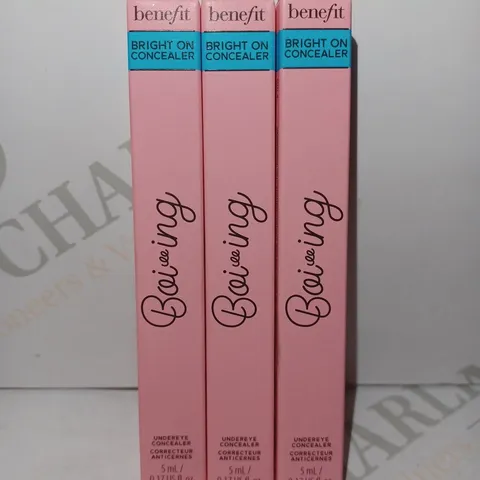 LOT OF 3 X 5ML BENEFIT COSMETICS BOI-ING BRIGHT ON BRIGHTENING UNDEREYE CONCEALER - #CLOVE 