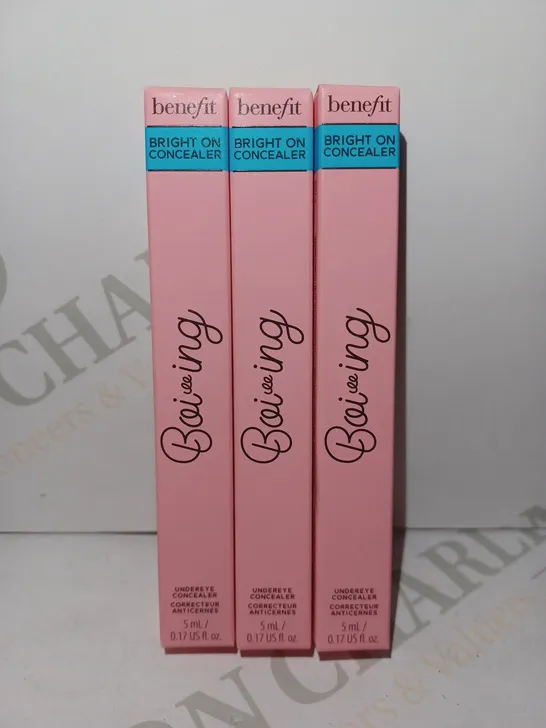 LOT OF 3 X 5ML BENEFIT COSMETICS BOI-ING BRIGHT ON BRIGHTENING UNDEREYE CONCEALER - #CLOVE 