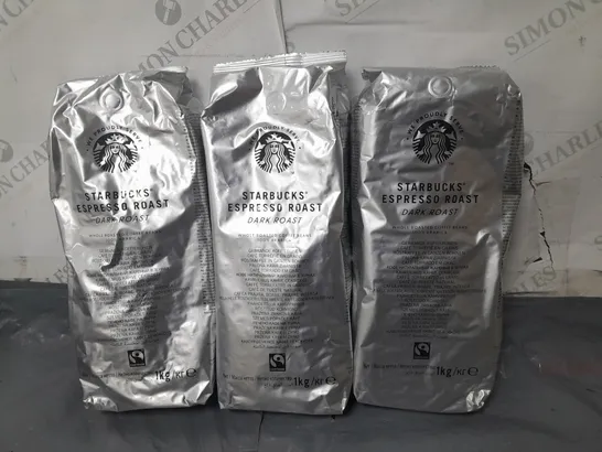 LOT OF 3 1KG PACKS OF STARBUCKS ESPRESSO ROAST WHOLE COFFEE BEANS