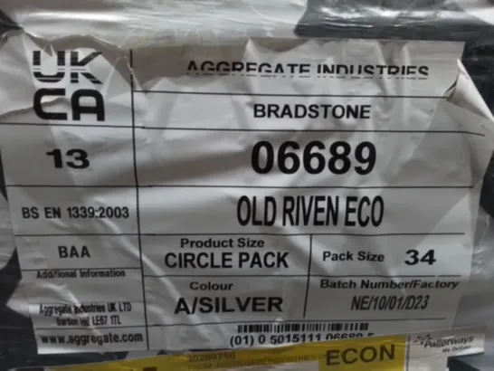 PALLET OF AGGREGATE INDUSTRIES SILVER CIRCLE PACK STONES SLABS - 34 PACK