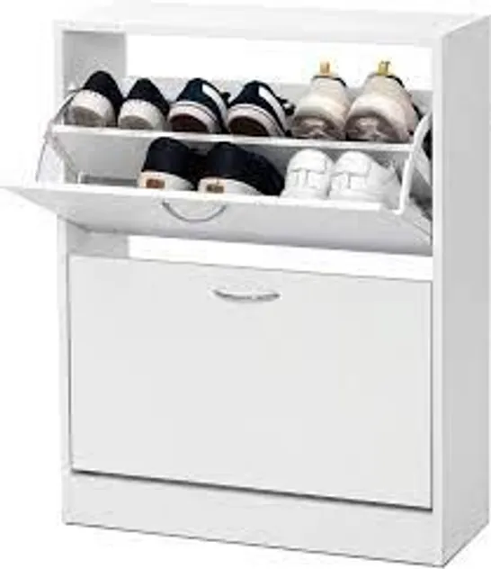 BOXED 18 PAIR FLIP DOWN SHOE STORAGE CABINET (1 BOX)