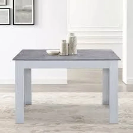 BOXED GREY DINING TABLE RECTANGULAR MDF WOOD TABLE KITCHEN WHITE LEGS LIVING ROOM (1 BOX)