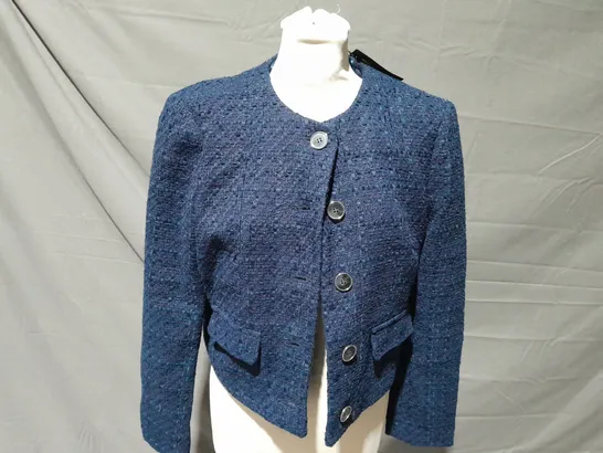 RIVER ISLAND NAVY BOUCLE BLAZER SIZE 10