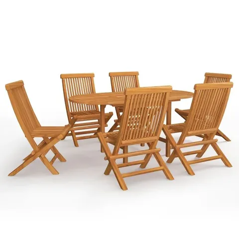 BOXED DAKOTA FIELDS CHARLMONT OVAL 6-PERSON 160cm LONG TEAK DINING SET (4 BOXES)