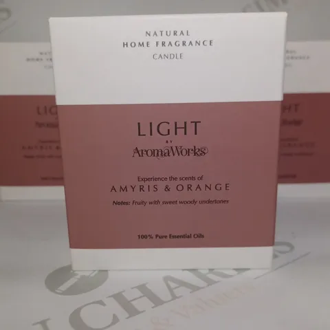 LOT OF 7 X AROMAWORKS LIGHT CANDLES - AMYRIS & ORANGE 