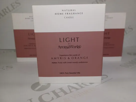 LOT OF 7 X AROMAWORKS LIGHT CANDLES - AMYRIS & ORANGE 