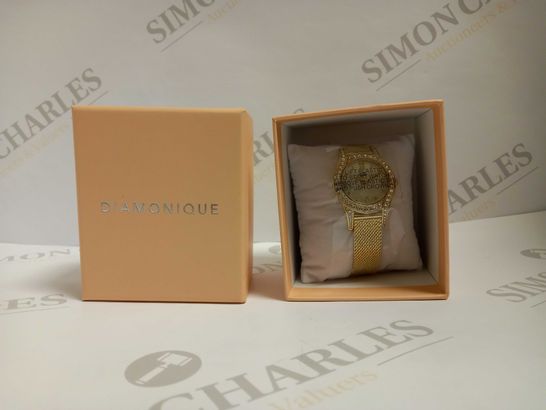 DIAMONIQUE MOTHER OF PEARL MESH STRAP WATCH