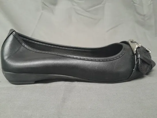 BOXED PAIR OF SOFIA PEEP TOE SLIP-ON SHOES IN BLACK EU SIZE 36