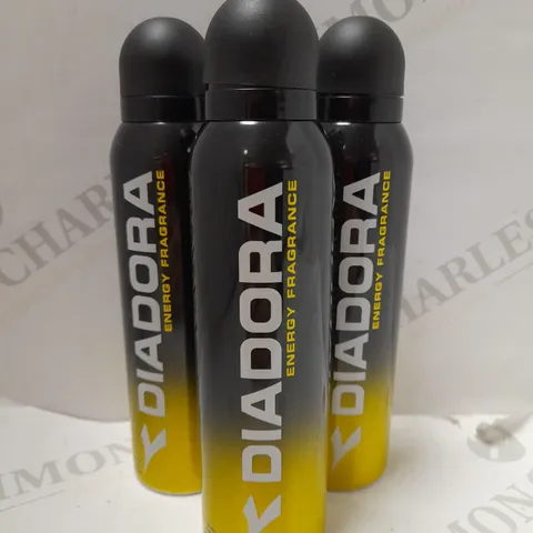 LOT OF APPROX 12 X 150ML DIADORA YELLOW ENERGY FRAGRANCE BODY SPRAYS