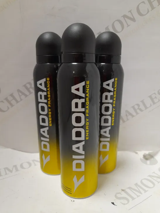 LOT OF APPROX 12 X 150ML DIADORA YELLOW ENERGY FRAGRANCE BODY SPRAYS