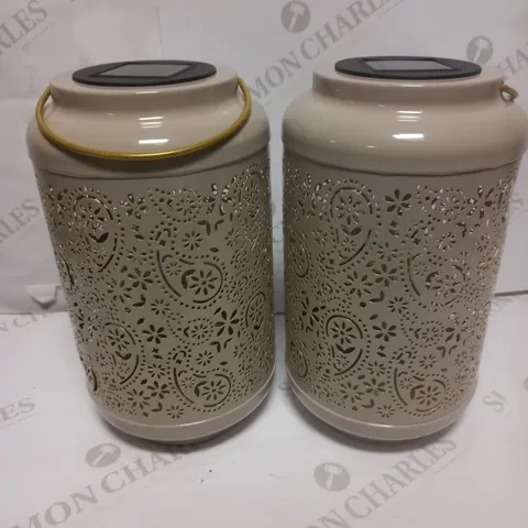 GARDEN REFLECTIONS SET OF 2 PATTERNED SOLAR LANTERNS, PAISLEY