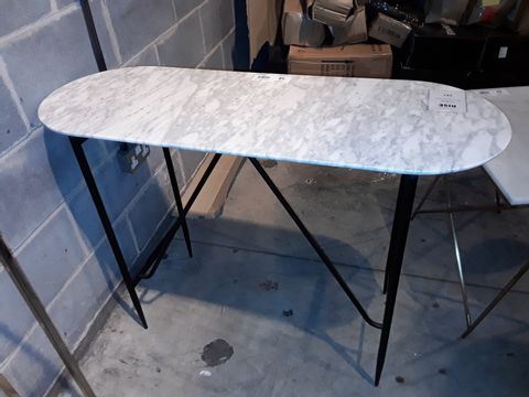 DESIGNER OVAL WHITE MAFBLE EFFECT SIDE TABLE