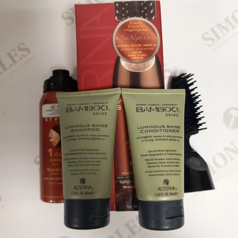 3 BOXED ALTERNA STYLIST 1 NIGHT HIGHLIGHT KITS RAVISHING RED TO INCLUDE; 1 CAN OF COLOUR MOUSSE, 1 REUSABLE BRUSH APPLICATOR AND BAMBOO LUMINOUS SINE SHAMPOO AND CONDITIONER