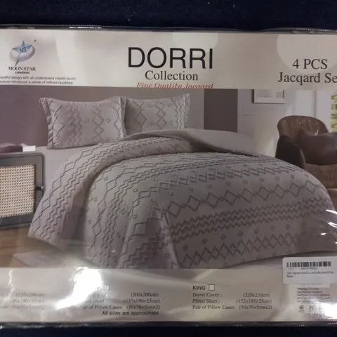 MOON STAR DORRI COLLECTION 4PC JACQUARD DUVET SET IN GREY - DOUBLE