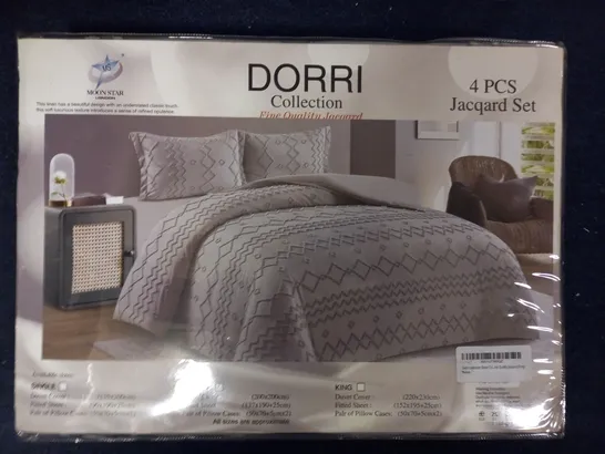 MOON STAR DORRI COLLECTION 4PC JACQUARD DUVET SET IN GREY - DOUBLE