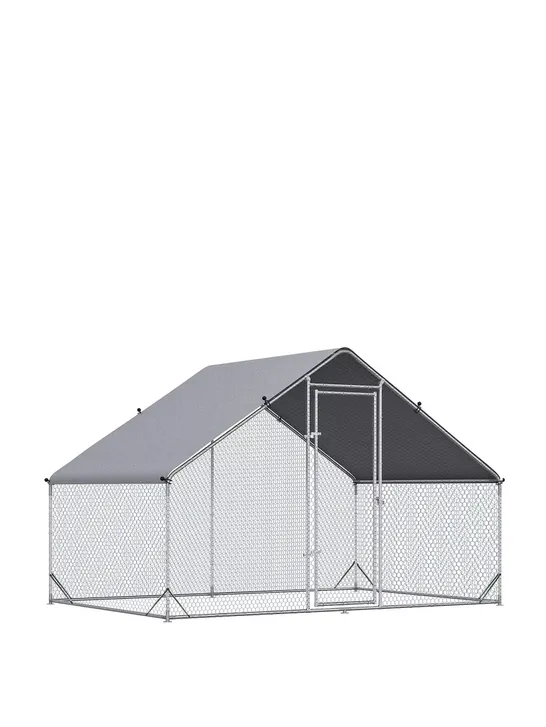 PAWHUT WALK IN CHICKEN RUN GALVANIZED CHICKEN COOP HEN POULTRY HOUSE CAGE RABBIT HUTCH PET PLAYPEN BACKYARD 3 X 2 X 2M - COLLECTION ONLY