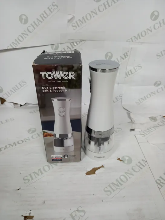 BOXED TOWER DUO ELECTRONIC SALT & PEPPER MILL