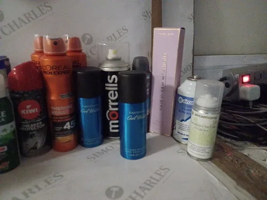 BOX OF HOUSEHOLD ITEMS TO INCLUDE LOREAL ANTI-PERSPIRANT , GARNIER INVISIBLE MIST