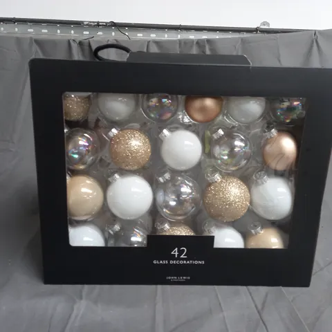 BOX OF 42 GLASS DECORATIONS