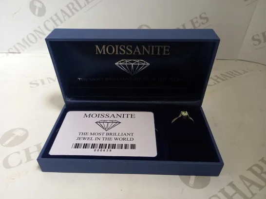 MOISSANITE 9CT GOLD 1CT EQ TWISTED SHANK SOLITAIRE RING SIZE P RRP £469