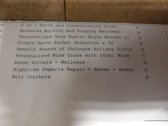 APPROXIMATELY 9 ASSORTED PRODUCTS TO INCLUDE; 2 IN 1 EARTH AND CONSTELLATION GLOBE, SINGLE SERVE SACHET SELECTION, MINI CRACKERS, NIGHTTIME EXPERTS REPAIR, RESET RITUALS AND BENEFIT SEASON OF SKINCARE RRP £255