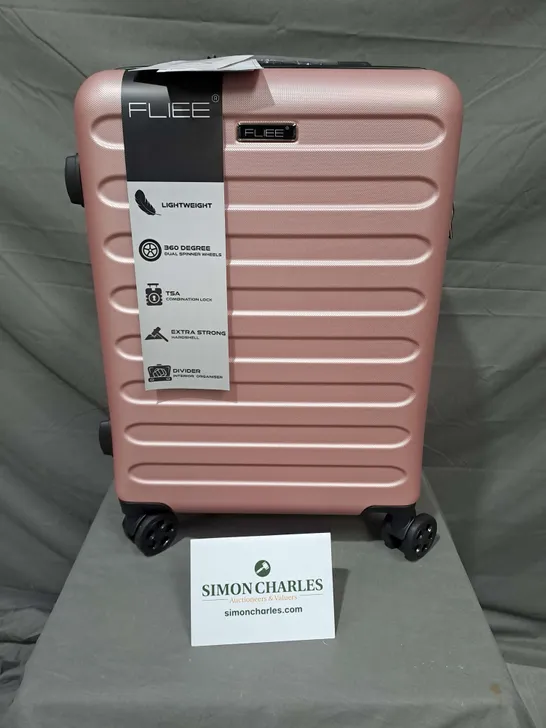 FLIEE HARD SHELLED LIGHTWEIGHT LOCKABLE LUGGAGE CASE IN PINK 