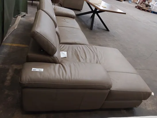 BROWN LEATHER 4 SEATER SOFA WITH RHF CHAISE