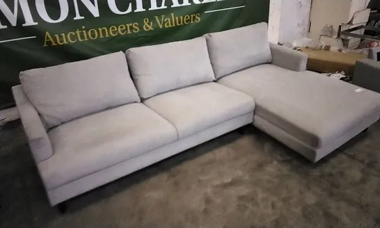 DESIGNER LIGHT GREY CORNER L-SHAPE SOFA (LEG MISSING)