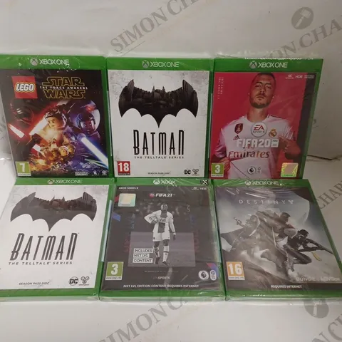 6 X ASSORTED XBOX ONE VIDEO GAMES TO INCLUDE BATMAN, FIFA 21, DESTINY 2 ETC 