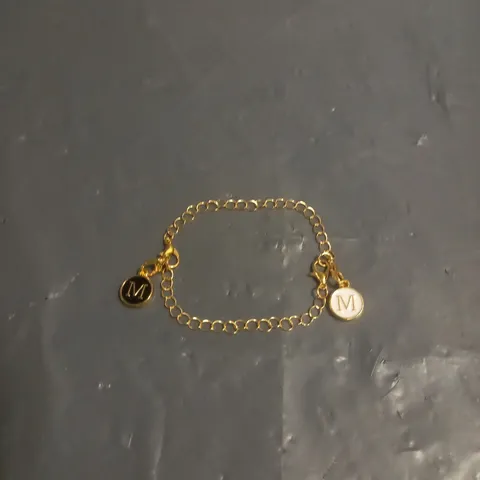 INITIAL M GOLD COLOURED CHARM BRACELET