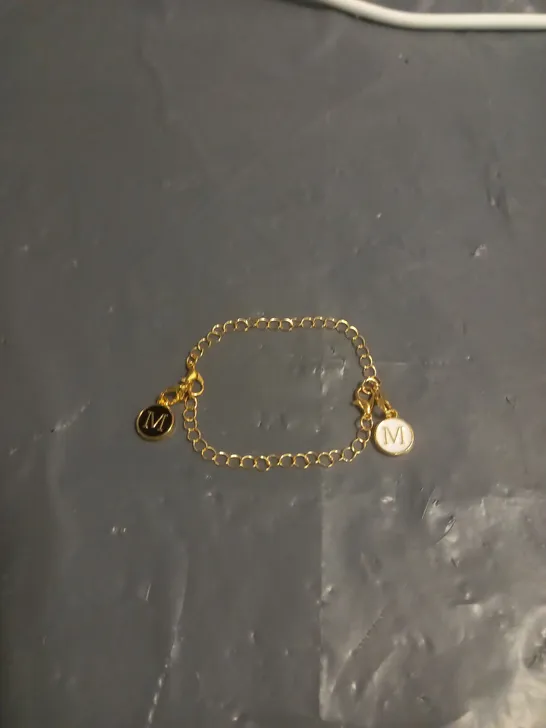 INITIAL M GOLD COLOURED CHARM BRACELET