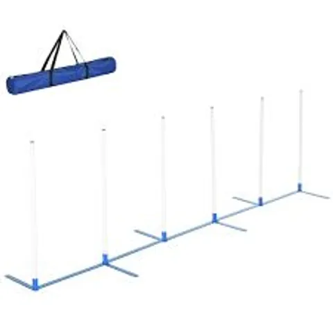 BOXED PAWHUT DOG AGILITY EQUIPMENT TRAINING ADJUSTABLE OBSTACLE COURSE SET WITH 6 WEAVES POLES STORAGE BAG FOR PET OUTDOOR GAMES EXERCISE